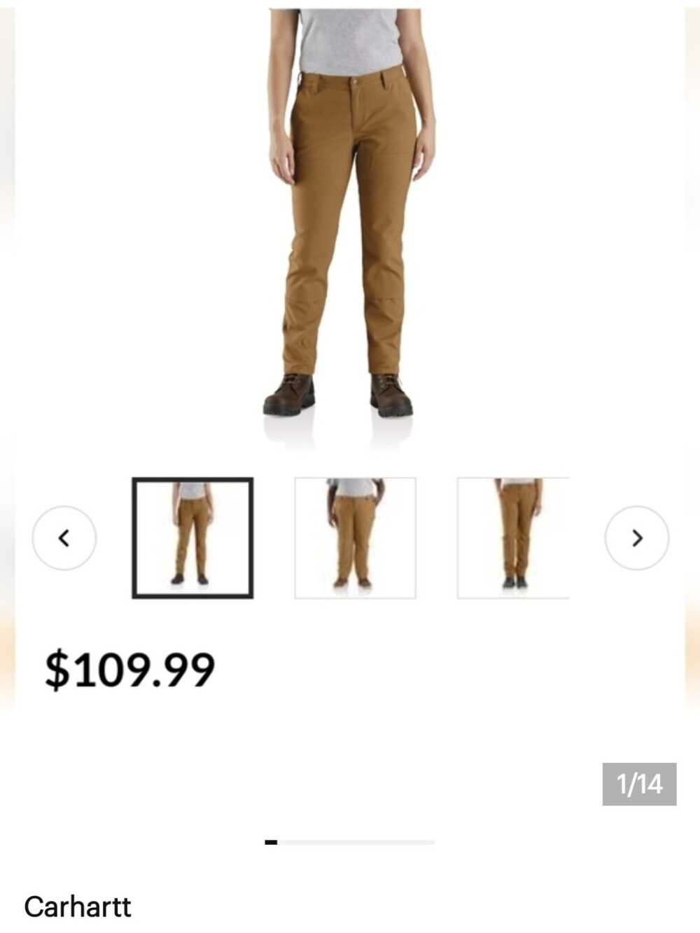 Carhartt Women's Rugged Flex Loose Fit Canvas Work Pant, Khaki, 10 Tall New